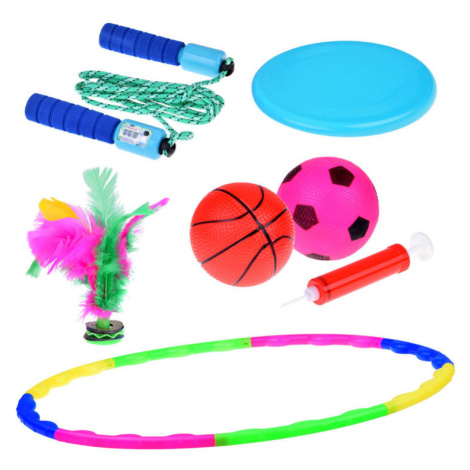 mamido Sportovní sada 5v1 obruč frisbee švihadlo míčky badminton