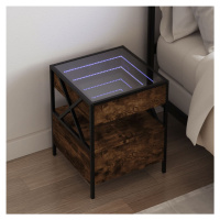 vidaXL Noční stolek s Infinity LED kouřový dub 40 x 40 x 51 cm