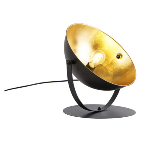 Průmyslová stolní lampa černá se zlatem nastavitelná 39,2 cm - Magnax QAZQA