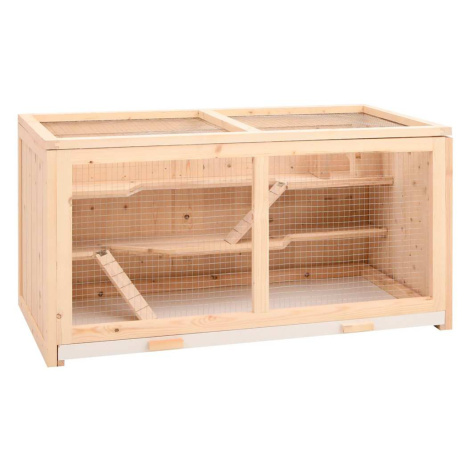 vidaXL Klec pro křečky 104 x 52 x 54 cm masivní jedlové dřevo