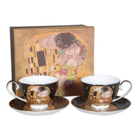 Home Elements Porcelánový šálek s podšálkem 2 × 250 ml, Klimt polibek tmavý