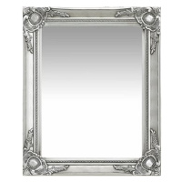 Nástěnné zrcadlo barokní styl 50 x 60 cm stříbrné