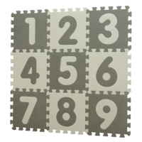 BABYDAN Hrací podložka Puzzle Grey s Čísly 90 x 90 cm