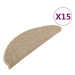 vidaXL Schodové rohože 15 ks 65 x 21 x 4 cm tmavě béžové, půlkulaté, velké