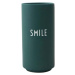 Tmavě zelená porcelánová váza Design Letters Smile, výška 11 cm