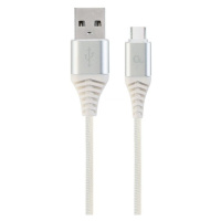 Gembird kabel CABLEXPERT USB-A - USB-C, M/M, PREMIUM QUALITY, opletený, 1m, bílá/stříbrná - CC-U
