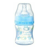 BABYONO - Kojenecká antikoliková láhev široké hrdlo modrá 120 ml 0m+