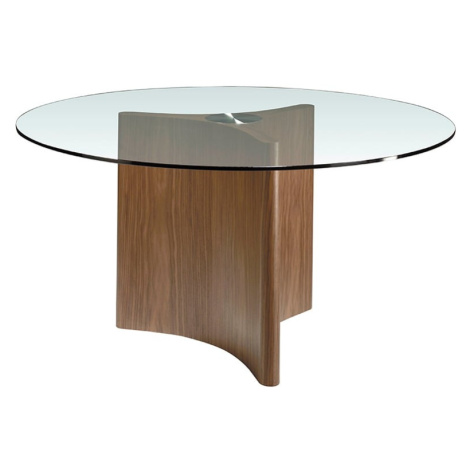 Estila Luxusní kulatý jídelní stůl Vita Naturale ze dřeva a skla 150cm
