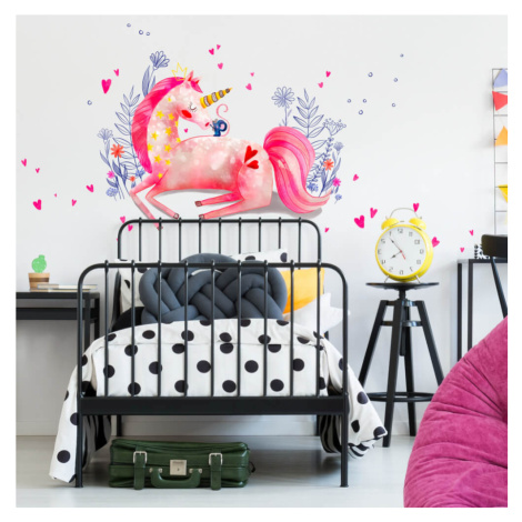 Samolepky na zeď dětské - Růžový jednorožec INSPIO