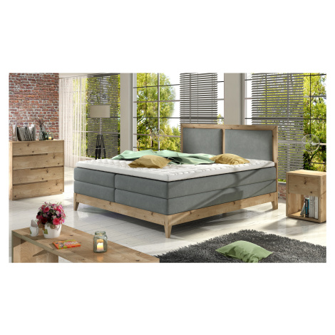 Luxusní box spring postel Belezza 160x200, šedá - AKCE