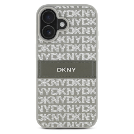 Zadní kryt DKNY PU Leather Repeat Pattern Tonal Stripe pro Apple iPhone 16, béžová