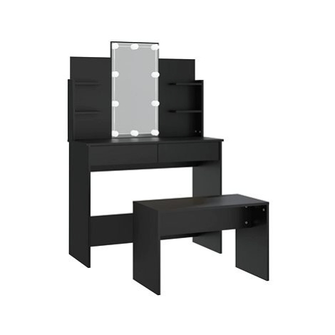 Shumee Set toaletního stolku s LED černý kompozitní dřevo