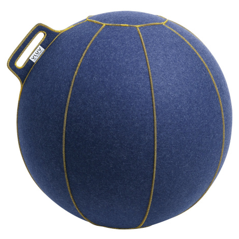 VLUV Sedací míč VELT, z vlněné plsti merino, 600 - 650 mm, džínová melírovaná/zlatá