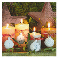 Vánoční ubrousky 33 × 33 cm, 20 ks - Adventní svíčky