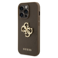 Zadní kryt Guess PU Perforated 4G Glitter Metal Logo pro Apple iPhone 15 Pro, taupe
