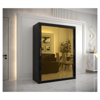 Šatní skříň Abi Golden T3 Barva korpusu: Černá, Rozměry: 150 cm, Dveře: Černý Marmur + zlaté zrc