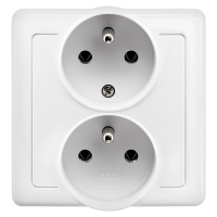 ABB Dvojitá zásuvka 2P + PE SWING, polozapuštěná, 16 A - 250 V, bílá