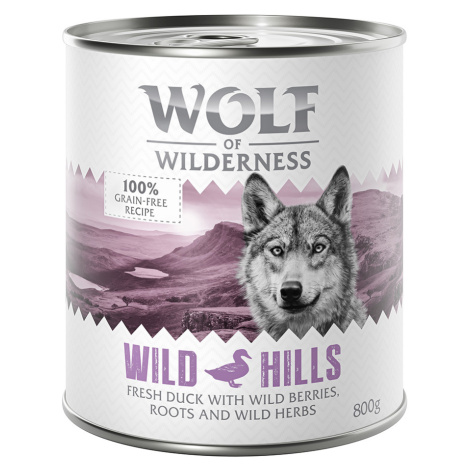 Výhodné balení: Wolf of Wilderness Adult 12 x 800 g - Wild Hills - kachní