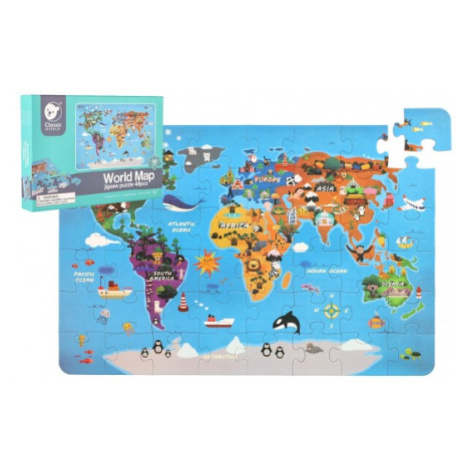 Puzzle Mapa Světa 48 dílků v krabici Teddies