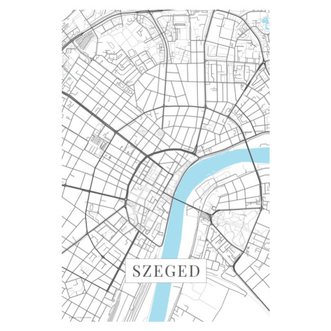 Mapa Szeged white, 26.7 × 40 cm