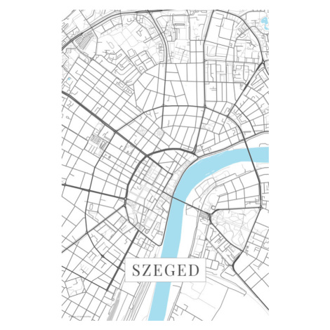 Mapa Szeged white, (26.7 x 40 cm)