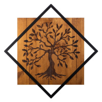 Wallity Nástěnná dřevěná dekorace TREE II hnědá/černá