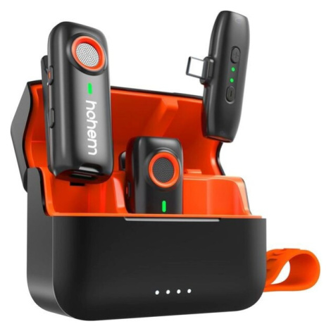Hohem Bluetooth mikrofon s konektorem 2TX + 1RX (Type C) + nabíjecí pouzdro Černá