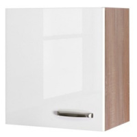 Horní kuchyňská skříňka Valero H50, dub sonoma/bílý lesk, šířka 50 cm