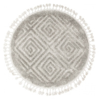 Koberec Berber 7061 3D kruh světle šedý