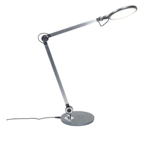 Designová stolní lampa šedá vč. LED s bezdrátovou nabíječkou - Don QAZQA