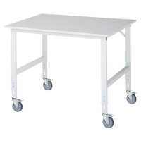 RAU Pojízdný pracovní stůl, podstavec 60 x 30 mm, š x h desky 1250 x 1000 mm, melaminová deska