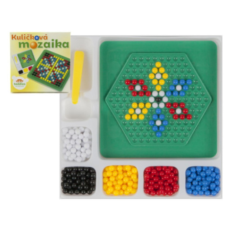 Mozaika kuličková s pinzetou malá 250 ks plast 12x12cm v krabičce Teddies