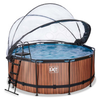 Bazén s krytem pískovou filtrací a tepelným čerpadlem Wood pool Exit Toys kruhový ocelová konstr