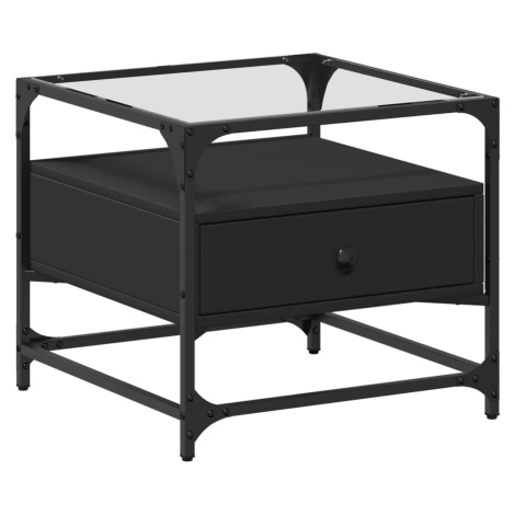 vidaXL Konferenční stolek skleněná deska černý 50 x 50 x 45 cm ocel