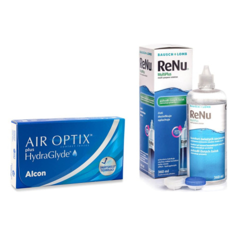 Alcon Air Optix Plus Hydraglyde (6 čoček) + ReNu MultiPlus 360 ml s pouzdrem