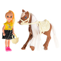 Panenka 13cm s koněm 14,5cm na kartě