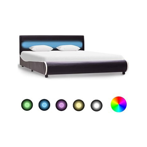 Rám postele s LED světlem černý umělá kůže 160x200 cm SHUMEE