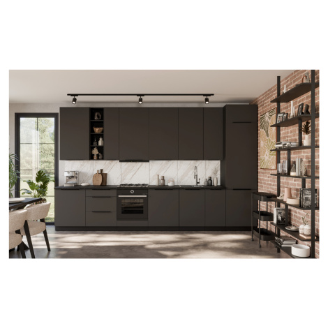 Kuchyňská linka 390 cm Aria 2 - Černá + GR Graphite AFM