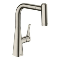 Dřezová baterie Hansgrohe Metris s vytahovací sprškou, 2 proudy vzhled nerezu 73800800