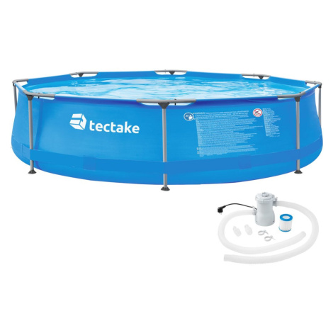 tectake 402895 bazén kruhový s ocelovou konstrukcí a filtračním čerpadlem ø 300 x 76 cm - modrá 