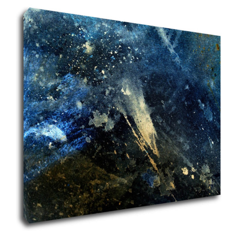 Impresi Obraz Abstrakt modrý se zlatým detailem - 70 x 50 cm