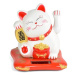 Oriental Kočka štěstí – bílá, mávající, solární 9 × 10 x 10,5 cm
