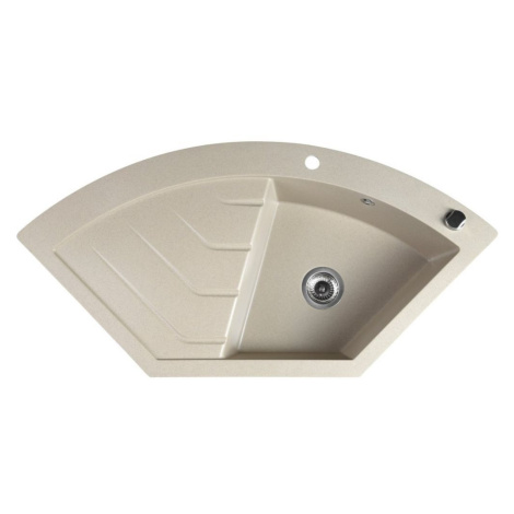 SAPHO Granitový vestavný dřez rohový s odkapem, 114x57,5cm, béžová GR1932