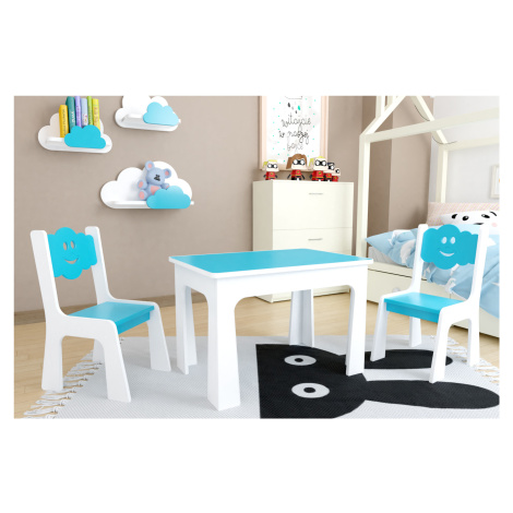 ID Dětský stůl a dvě židličky - modrý mráček