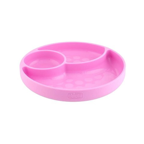 Chicco silikonový talíř růžová 12 m+