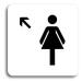 Accept Piktogram "WC ženy vlevo nahoru" (80 × 80 mm) (bílá tabulka - černý tisk bez rámečku)