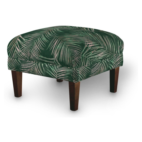 Dekoria Podnožka 56x56cm, stylizované palmové listy na zeleném podkladu, 56 x 56 x 40 cm, Velvet