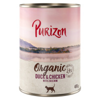 Purizon Organic 24 x 400 g výhodné balení - kachna a kuřecí s cuketou