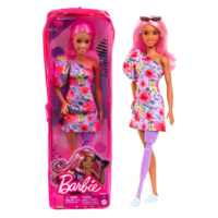 Barbie modelka - květinové šaty na jedno rameno