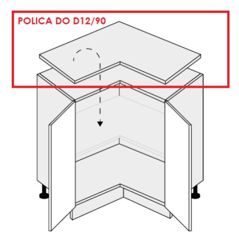 ArtExt Kuchyňská skříňka spodní rohová, D12 / 90 Quantum Provedení: Police do D12/90